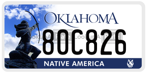 80C826  license plate in OK