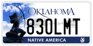 830LMT  license plate in OK