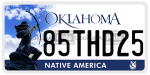 85THD25 license plate in Oklahoma