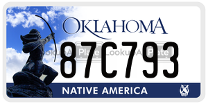 87C793  license plate in OK