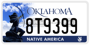8T9399 license plate in Oklahoma