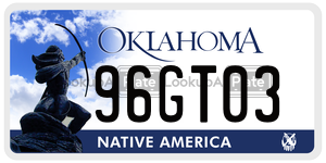 96GT03 license plate in Oklahoma
