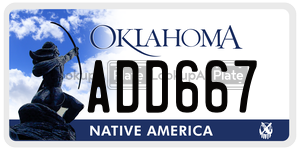 ADD667  license plate in OK
