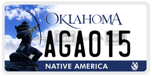 AGA015  license plate in OK