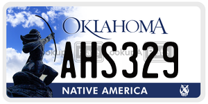 AHS329  license plate in OK