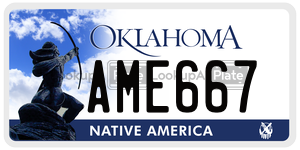 AME667  license plate in OK