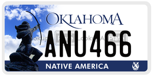 ANU466  license plate in OK
