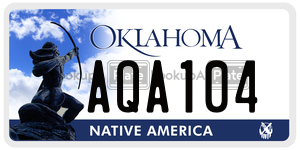 AQA104  license plate in OK
