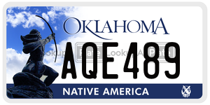 AQE489  license plate in OK