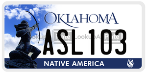 ASL103  license plate in OK