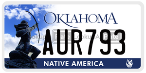 AUR793  license plate in OK