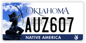 AUZ607 license plate in Oklahoma