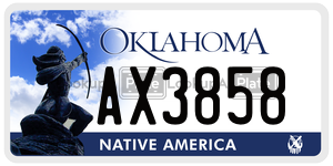 AX3858 license plate in Oklahoma