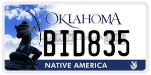 BID835 license plate in Oklahoma