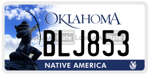 BLJ853  license plate in OK