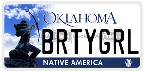 BRTYGRL  license plate in OK