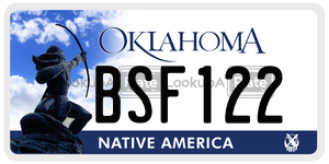 BSF122  license plate in OK