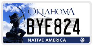 BYE824 license plate in Oklahoma