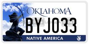 BYJ033  license plate in OK