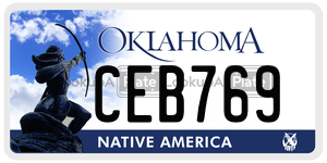 CEB769  license plate in OK