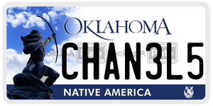 CHAN3L5  license plate in OK