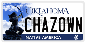 CHAZOWN license plate in Oklahoma