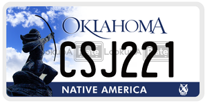 CSJ221  license plate in OK