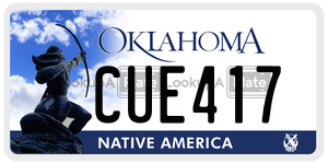 CUE417  license plate in OK