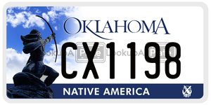CX1198 license plate in Oklahoma