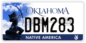DBM283 license plate in Oklahoma