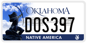 DOS397  license plate in OK