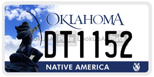 DT1152  license plate in OK