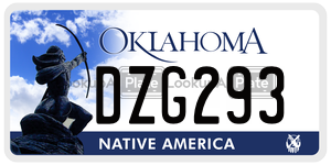 DZG293  license plate in OK