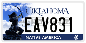 EAV831 license plate in Oklahoma
