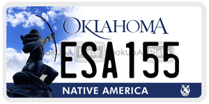 ESA155  license plate in OK