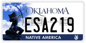 ESA219  license plate in OK