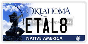 ETAL8 license plate in Oklahoma