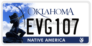 EVG107  license plate in OK