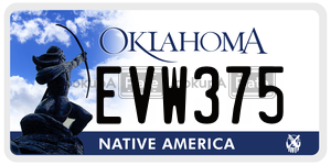 EVW375  license plate in OK