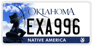 EXA996 license plate in Oklahoma