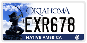EXR678 license plate in Oklahoma