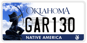 GAR130  license plate in OK