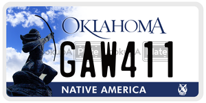 GAW411  license plate in OK