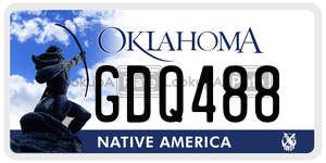 GDQ488 license plate in Oklahoma