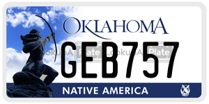 GEB757  license plate in OK