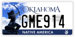 GME914 license plate in Oklahoma