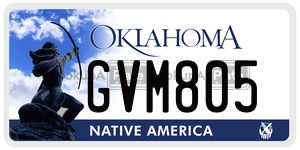 GVM805  license plate in OK
