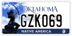 GZK069  license plate in OK