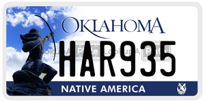 HAR935  license plate in OK