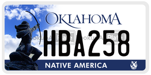 HBA258  license plate in OK